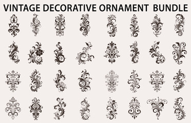 set of vector floral elements