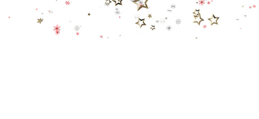 Festive gold stars and snowflakes falling from the top. Perfect for Christmas, New Year and holiday designs. Elegant, joyful and celebratory bac