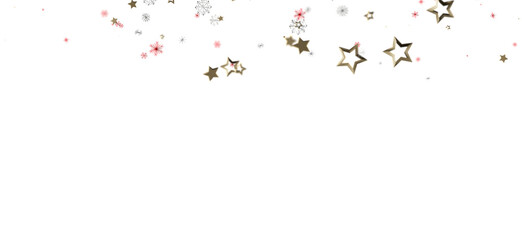 Elegant gold stars and snowflakes scattered on a white background, perfect for festive holiday designs and celebrations. Ideal for greetings, ca © vegefox.com