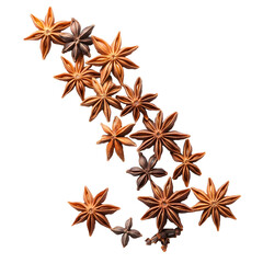 Exquisite Display of Star Anise Spices in a Perfect Row