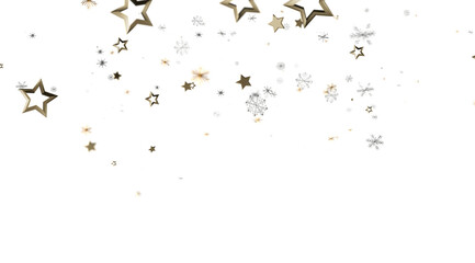 Festive winter background with golden stars and snowflakes. Perfect for holiday cards, websites, and more.