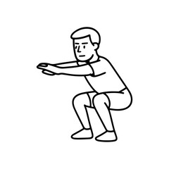 Vector line icon man doing a squat on a white background
Vector line icon on a white background