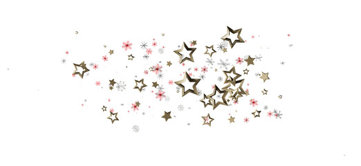 Elegant abstract design with floating golden stars and snowflakes, perfect for holiday and festive themed projects. Suitable for Christmas, New