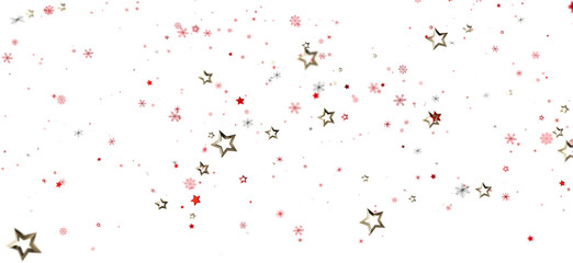 Festive background with red and gold stars and snowflakes. Perfect for Christmas, New Year, and winter holidays.