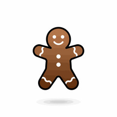 Obraz premium A charmingly simple isolated illustration of a classic gingerbread man cookie with a happy face and white icing details perfect for festive holiday designs