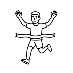 Vector line icon person crossing the finish line on a white background
Vector line icon on a white background