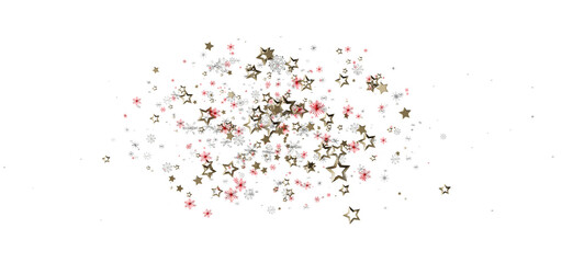 Elegant star confetti design on a white background, perfect for Christmas, New Year, and other celebratory events. Ideal for digital projects an