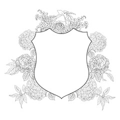 Roses and Hydrangeas Wedding Crest