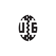 Bold Unique Design UG Pixel Logo Concept Alphabet Monogram Initial Alphabet