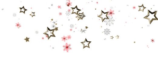 Elegant Christmas background featuring floating gold stars and snowflakes, perfect for holiday designs, greeting cards, or festive decorations.