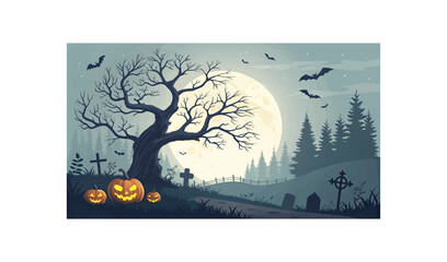 Halloween spooky haunted forest background vector