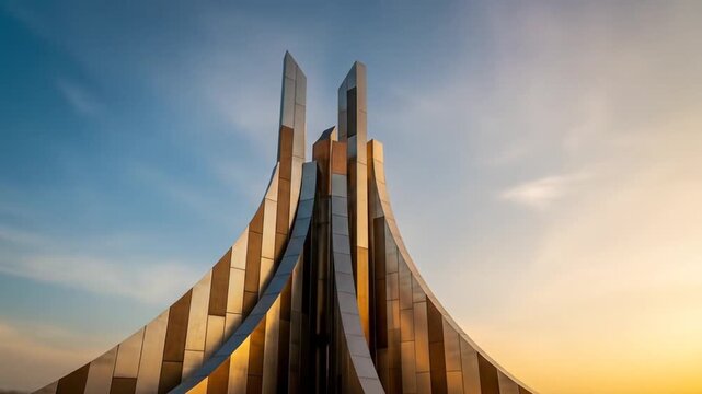 Modern architectural marvel with a unique design and structure.