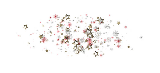 Elegant festive design featuring gold stars, red and silver snowflakes, perfect for holiday and winter themed projects.