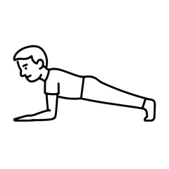 Vector line icon person doing a handstand plank on a white background
Vector line icon on a white background