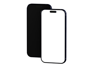 High-quality image of two smartphones, one black screen, one white. Perfect for app presentations.