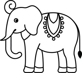 elephant adorned with decorative ornaments vector illustration on transparent background