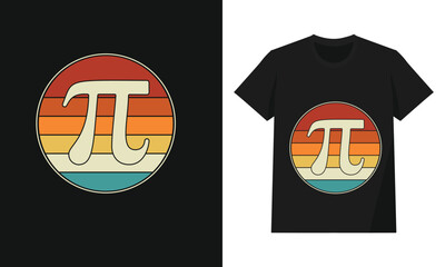 Retro Pi Symbol Circle Vintage Sunset Stripes Minimal Math Design