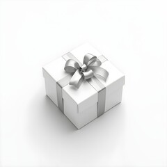 Obraz premium white gift box with ribbon