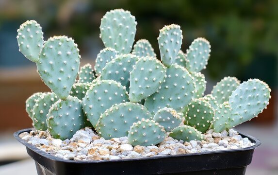 Tephrocactus articulatus papyracanthus cactus in pot close up plant