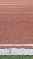 Red running track at stadium