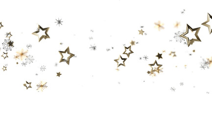 Elegant gold stars and snowflakes on white. Perfect for holiday designs, invitations, and more.