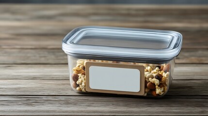 Mixed Nuts in Clear Container on Wooden Table