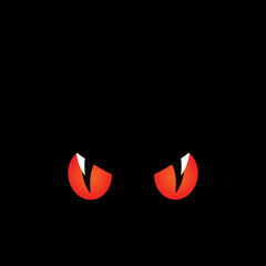 Scary Red Eyes in Darkness – Evil Monster as Halloween Illustration