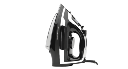 Modern Electric Iron, Home Setting, Product Photography, Minimalist Style, Side View, Functional Design