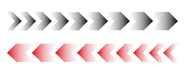 Halftone moving arrow representing speed, acceleration, fast vector illustration.