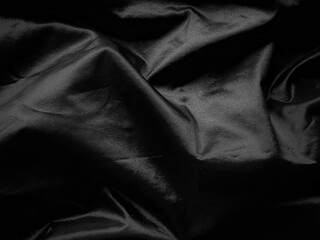 black satin fabric background, black silk texture background
