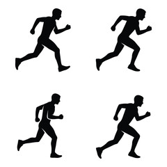 Dynamic silhouettes of athletes in motion capturing the essence of competitive running and athletic performance for sports graphics silhouette