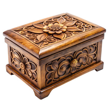 Wooden Jewelry Box Isolated on Transparent Background PNG