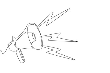 Continuous one line drawing megaphone with loud thunder sound effects. Voice enhancer when giving a speech. Demonstration. National Save Your Hearing Day. Single line draw design vector illustration
