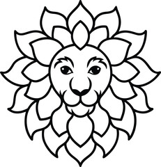 Fototapeta premium lion head mandala with ornamental mane vector illustration on transparent background