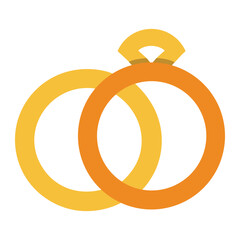Vector icon of minimalist engagement and wedding rings isolated on white background.