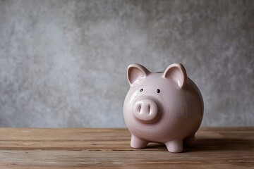 Shiny ceramic piggy bank representing savings and financial planning, personal finance concept, money management, wealth building, and achieving financial goals on a clean background