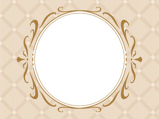 金のゴージャスなラインをあしらったフレームと四角とストライプを組み合わせた背景イラストのセット（ベクター）