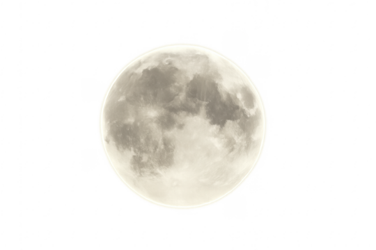 Full moon shining bright on transparent background