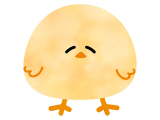笑顔のゆるいタッチのかわいいひよこイラスト素材