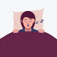 Sleeping woman vector art illustration