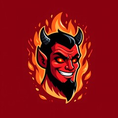 Stylized devil face illustration with fantasy motif