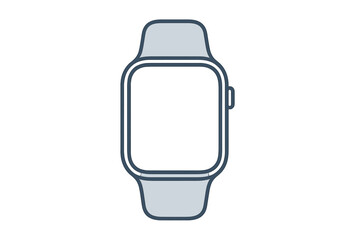 Minimalist line art icon of a modern digital smartwatch device with a blank screen