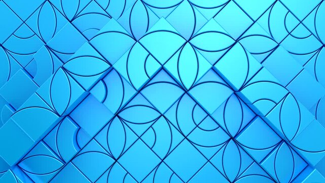 Geometric Shapes Form a Wave. Abstract motion, two color, 3d rendering, 4k resolution
