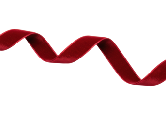 Isolated velvet ribbon undulating with folds, luxurious feel, deep red hue, wavy, flowing
