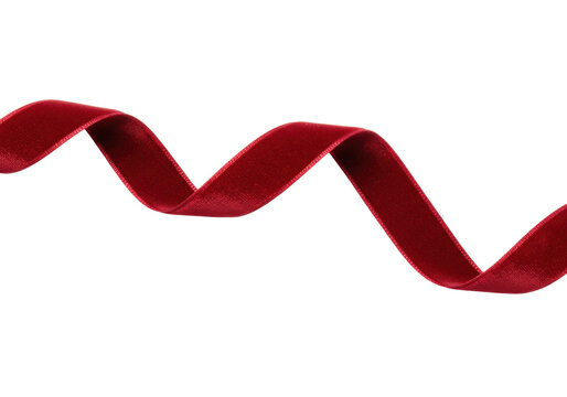 Isolated velvet ribbon undulating with folds, luxurious feel, deep red hue, wavy, flowing