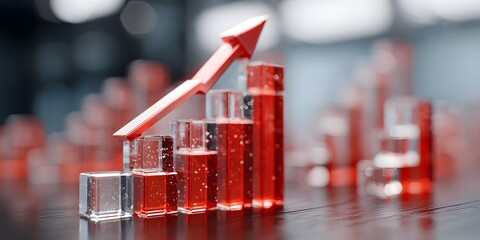 Business growth chart on black background showing increasing sales and upward trend, financial success and marketing performance concept, modern data visualization for revenue increase and analytics