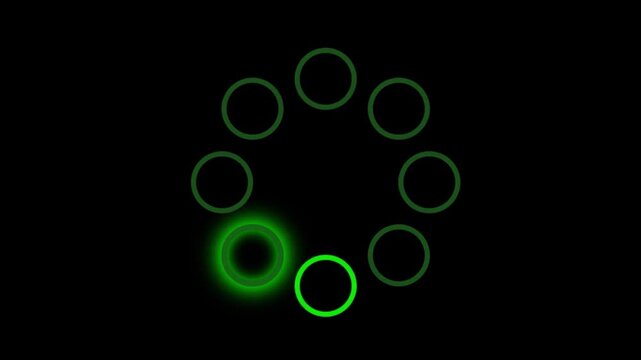 Glowing Green Rotating Circular Loading Spinner Animation