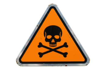 Isolated vintage hazard sign representing danger, skull and crossbones symbol warning