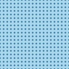 Seamless polka dot grid vector with denim blue dots on mist blue background. Minimal pastel style design. © lara