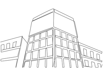 Fototapeta premium Single continuous line drawing billboards are attached at right angles to the building. Large billboard in the busy city center. Advertise. National Billboard Day. One line design vector illustration